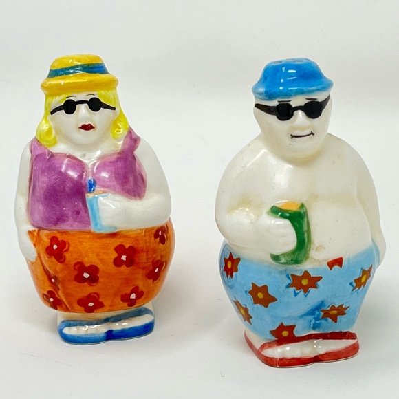 Vintage Other - Vintage Salt and Pepper beach goers vacation couple